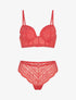 Ensemble soutien-gorge et tanga à bijoux arbre strassé - Corail - 3