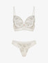 Ensemble soutien-gorge et tanga bicolore et bijoux strassé - Blanc - 3